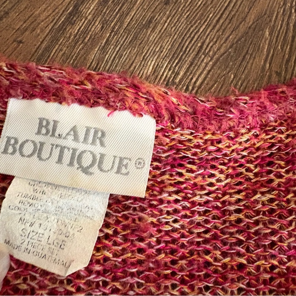 Vintage Blair boutique red cardigan and short sleeve set - Picture 2 of 4